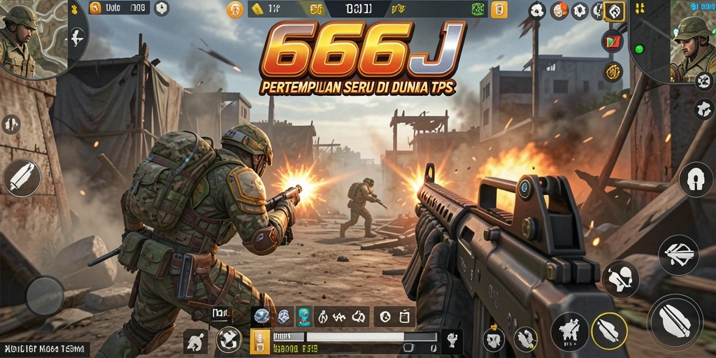 Screenshot menampilkan aksi intens gameplay TPS 666J di arena pertempuran.