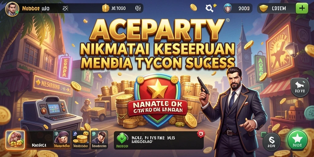 Screenshot gameplay ACEPARTY yang menampilkan manajemen bisnis yang seru.