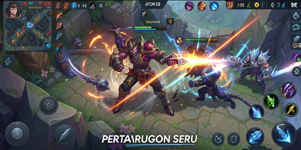 Tangkapan layar gameplay ATOM138 dengan aksi pertempuran yang menarik.