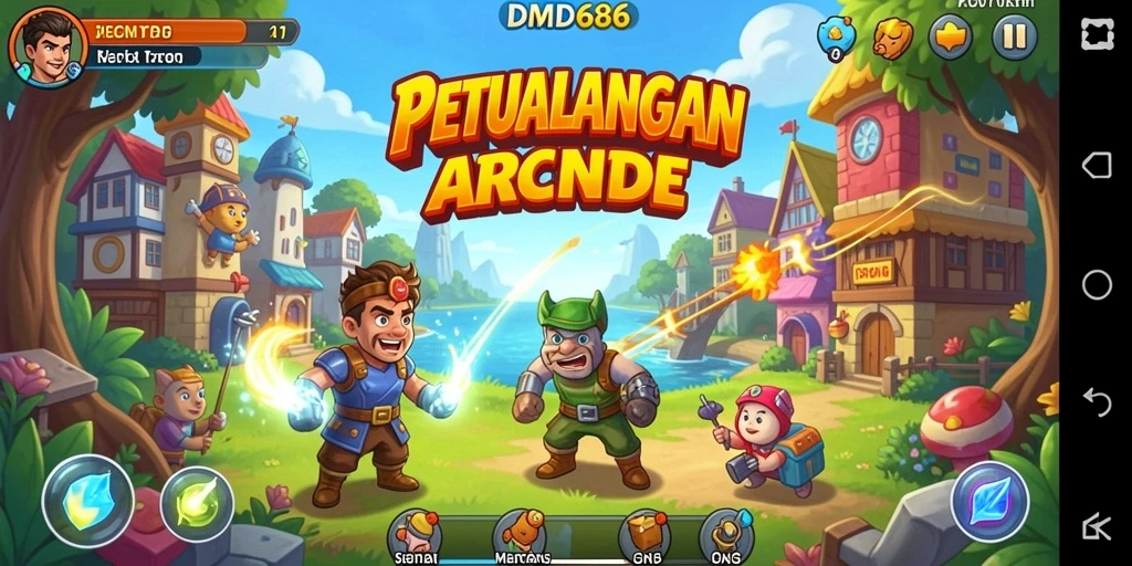 Screenshot menunjukkan aksi seru dalam permainan Arcade DMD686.