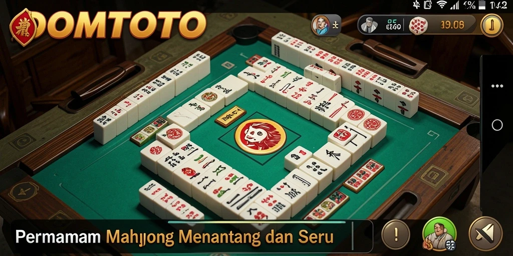 Screenshot <strong>DOMTOTO</strong> menunjukkan gameplay Mahjong yang menarik dan interaktif.