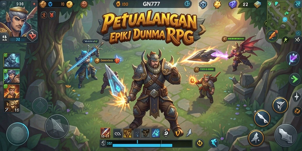 Screenshot GN777 yang menunjukkan pertarungan epik dalam dunia RPG.