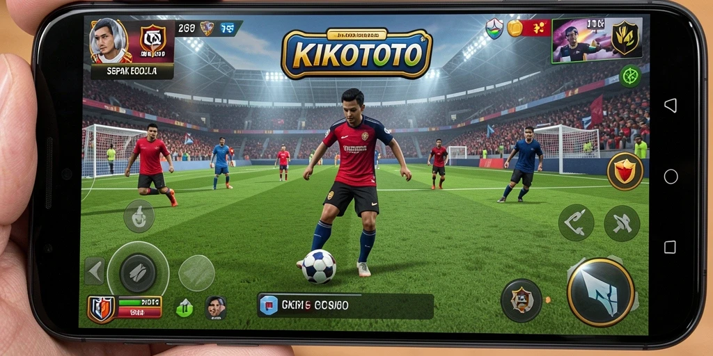 Tangkapan layar KIKOTOTO menampilkan aksi intens di lapangan sepak bola.