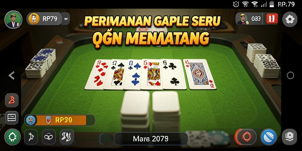 Tampilan screenshot utama RP79 dengan gameplay Gaple yang menarik.